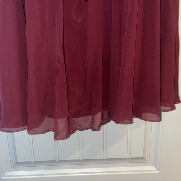 DAVIDS BRIDAL FLUTTER SLEEVE BRIDESMAID DRESS WINE SIZE 10 - Picture 8 of 10